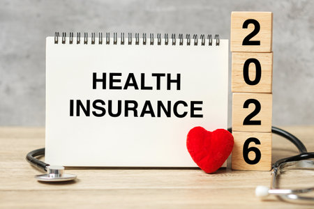 2026 Happy New Year for healthcare, Insurance, Wellness and medical concept. Stethoscope of doctor...