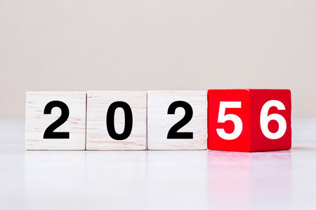 block 2025 to 2026 text on table. Resolution, strategy, plan, goal, motivation, reboot, business and...