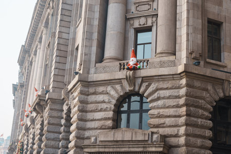 Christmas decorations in city, Merry Christmas and Happy New Year conceptの写真素材