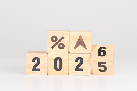 2025 to 2026 New year with percentage change to UP and Down arrow. Interest rate, GDP, stocks...