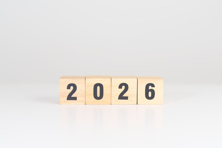 2026 year block on table. goal, Resolution, strategy, plan, start, budget, mission, action,...