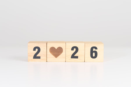 Happy New Year 2026 with heart block for health care, love, organ donation, resolution, charity,...