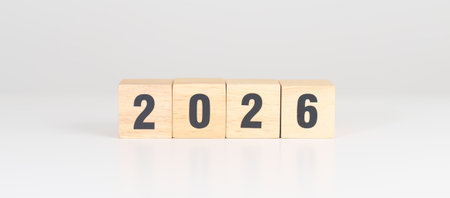 2026 year block on table. goal, Resolution, strategy, plan, start, budget, mission, action,...