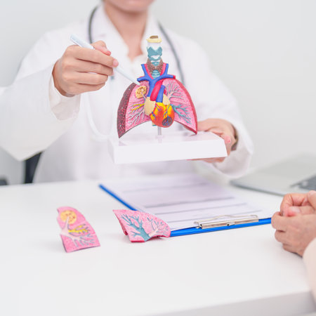 Doctor with Respiratory system. Elderly Patient consultation medical health for Lung Cancer, Asthma,...