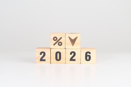 2026 New year with percentage change to UP and Down arrow. Interest rate, GDP, stocks market,...