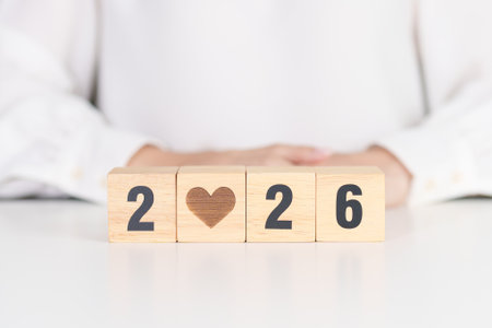 Happy New Year 2026 with heart block for health care, love, organ donation, resolution, charity,...