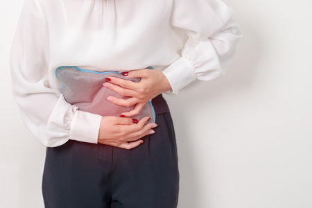 Menstruation period cycle of monthly and Stomachache concepts. woman having abdomen pain and...