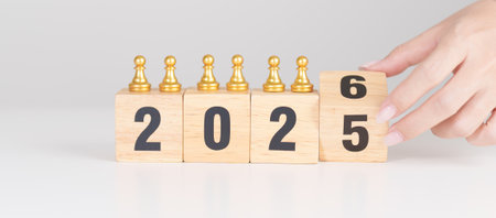 man chess figure from the crowd employee with 2026 Year block. Human resource management,...