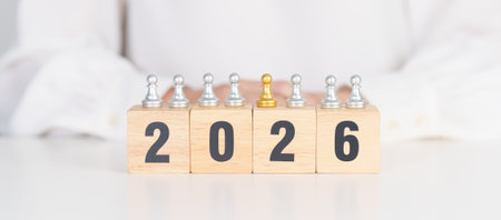 man chess figure from the crowd employee with 2026 Year block. Human resource management,...