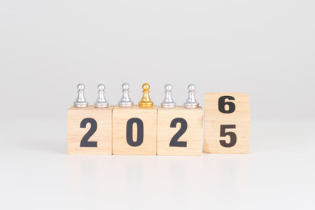 man chess figure from the crowd employee with 2026 Year block. Human resource management,...