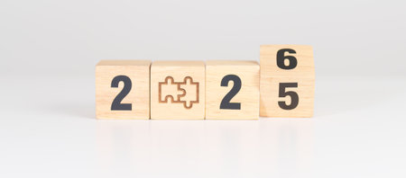 2026 year block with jigsaw puzzle icon. Business Process, Team, teamwork, Goal, mission, Resolution, strategy, plan, Action, partnership, and New Year startの写真素材