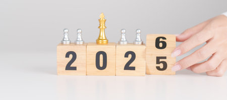 man chess figure from the crowd employee with 2026 Year block. Human resource management,...