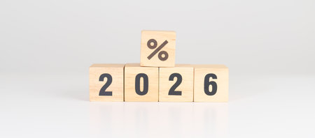 2026 New year with percentage. Interest rate, GDP, stocks market, financial, deflation and...