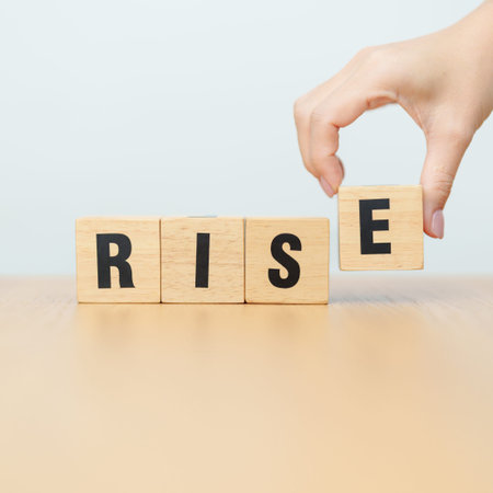 wooden block Rise. High Risk High Return, strategy, analysis, marketing, risk management, wealth,...