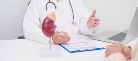 Elderly Patient consultation with doctor for Kidney disease, Urinary system and Stones, Cancer,...