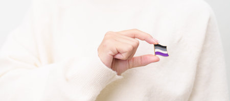 International Asexuality April Day and Happy Pride June month and LGBTQIA with flag Brooch pin for LGBTQ, Marriage Equality Law, Pansexual, Demisexual and transgenderの写真素材