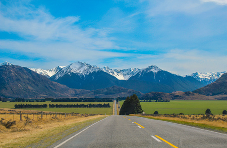 Mountainous countryside in Canterbury, South Island, New Zealandの写真素材