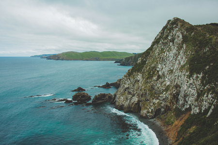 Nugget Point viewpoint in Otago, South Island, New Zealandの写真素材