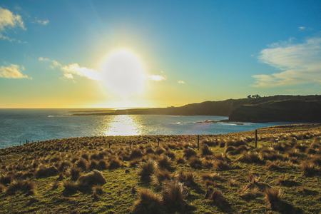 Slope Point during sunset, South Island, New Zealand
