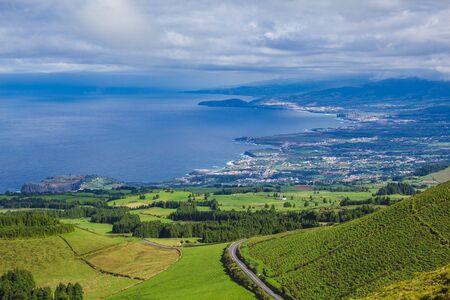 view over the beautiful landscape of Serra Devassa, Sao Miguel Island, Azores, Portugal