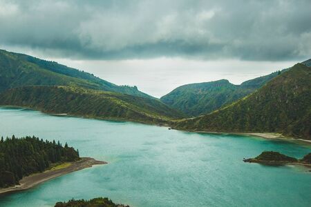 beautiful view of Lagoa do Fogo lake on the island of Sao Miguel, Azores, Portugal