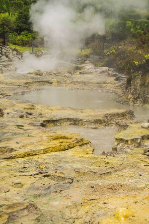 Geothermal activity in Furnas village, Sao Miguel, Azores, Portugalの写真素材