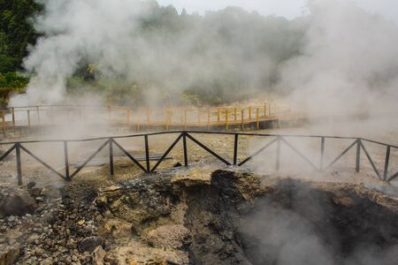 Geothermal activity in Furnas village, Sao Miguel, Azores, Portugalの写真素材