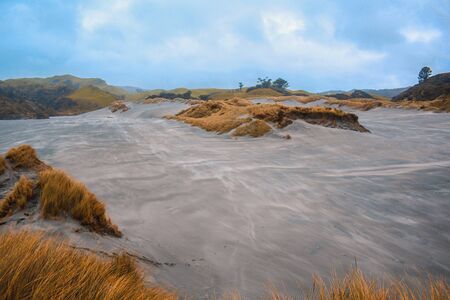 Wharariki Beach at the very northern point of the South Island, New Zealandの写真素材