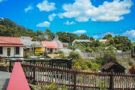 Whakarewarewa Thermal Village in Rotorua, North Island, New Zealandの写真素材