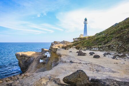 Castlepoint lighthouse, North Island, New Zealandの写真素材