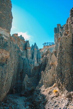 Putangirua Pinnacles in Wairarapa, North Island, New Zealandの写真素材