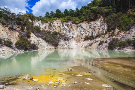 Geothermal pool at Wai-O-Tapu Thermal Wonderland, near Rotorua, North Island, New Zealand
