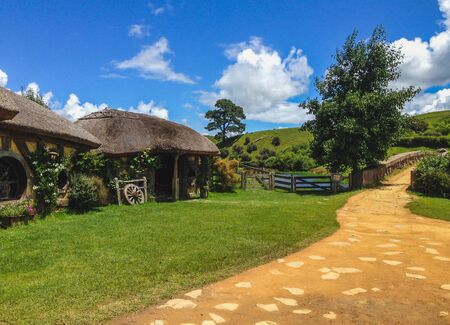 Matamata, New Zealand - December 12th 2019: Hobbiton Movie Set. The famous filming location of The Hobbit and Lord Of The Ringsのeditorial素材