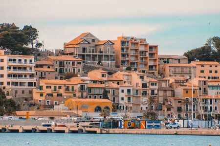 View of scenic Port De Soller in Mallorca, Spain