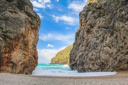 Torrent de Pareis on the west coast in Mallorca, Spainの写真素材