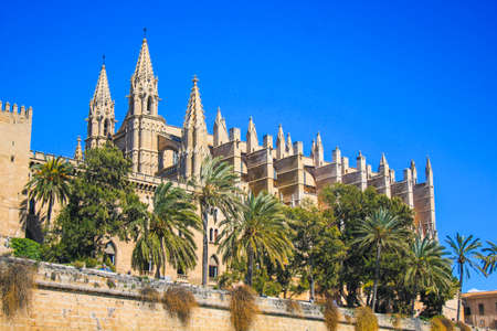 Palma, Mallorca / Spain - March 26 2018: Cathedral of Santa Maria of Palma also known as La Seu, located in the capital Palma de Mallorcaのeditorial素材