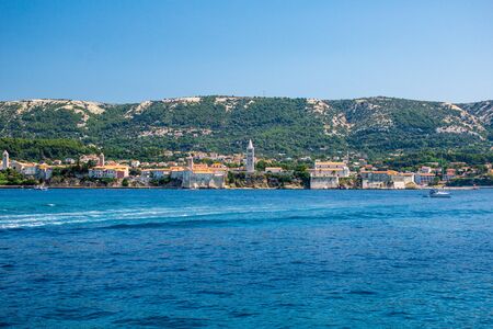 Picturesque coastal view of Rab town on Rab island in Croatia