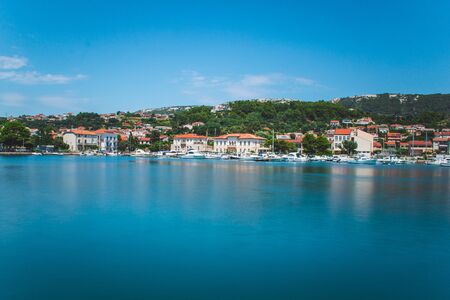 Picturesque coastal view of Rab town on Rab island in Croatia