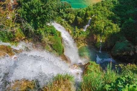 Picturesque landscape at Plitvice Lakes National Park in Croatia.の写真素材
