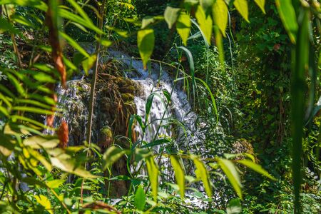 Krka National Park. Waterfall and wild landscape at famous tourist attraction in Croatiaの写真素材