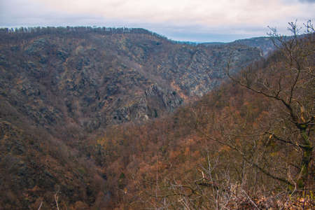 Wild Bodetal from Prinzensicht viewpoint at Harz Mountains National Park in Germanyの写真素材
