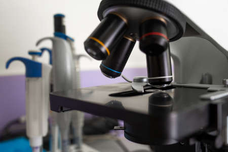 magnification device. professional medical microscope for analysis.