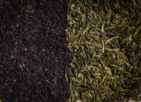 background of leafy black and green teaの写真素材