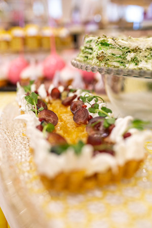 orange muffin with berries close-up on the table