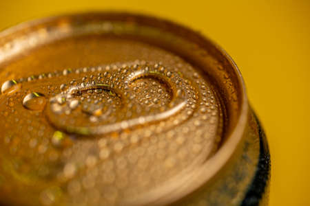 tin with a cold drink close-upの写真素材