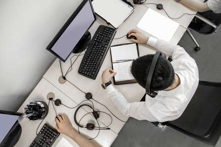 office sales department of the call center top view.