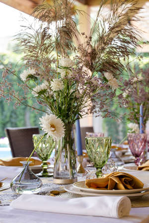 festive table setting with napkins. festive decor.