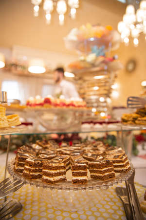 Food on the shelves in the self-service buffet with all inclusive.の写真素材