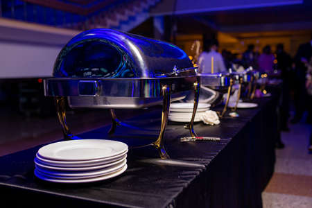 marmite in a beautiful blue light ready for an event for people.の写真素材