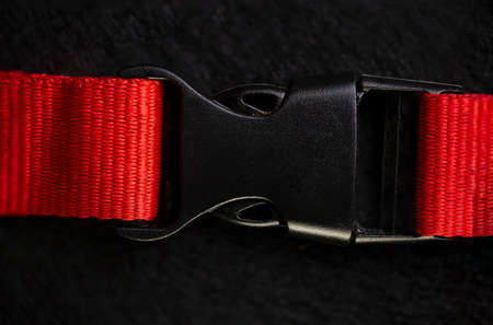 mounting with a carabiner on a black backgroundの写真素材